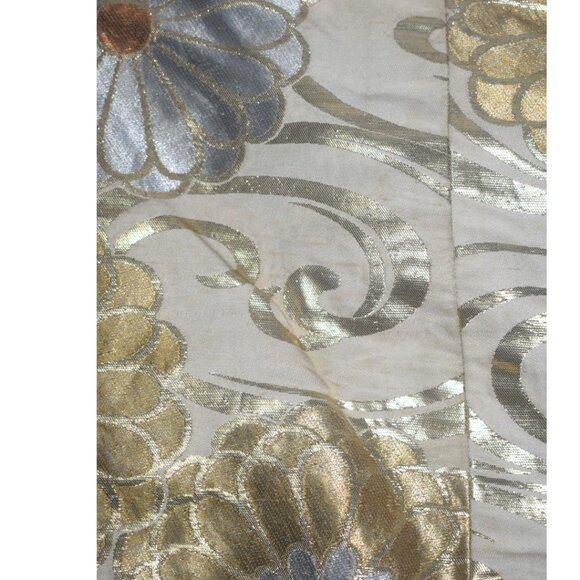 Vintage 50s 60s Gold Silver Metallic Floral Short Kimono Jacket Tokyo XL As Is - Picture 10 of 14